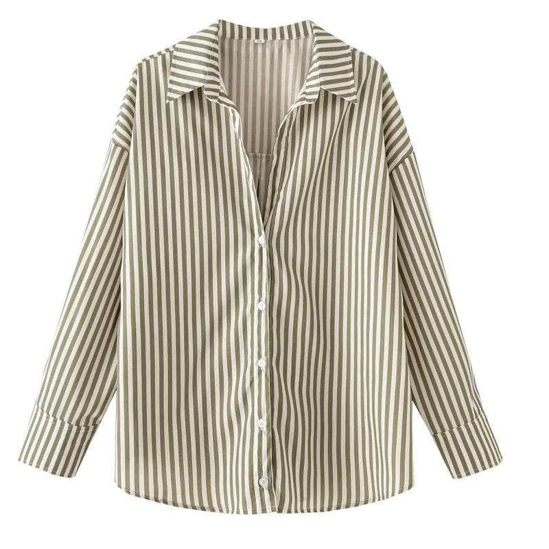 Woman Blouses Long Stripe Shirts