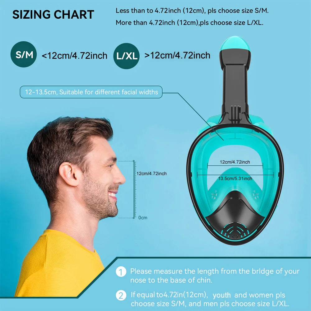Full Face Snorkel Mask Silicone Diving Mask For Adults