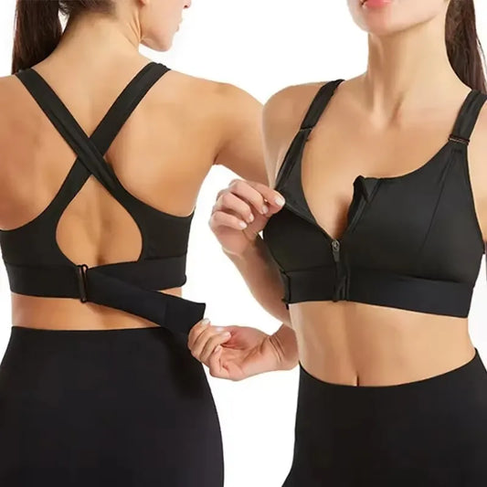 Sports Bras For Women Front Zipper Adjustable Strap
