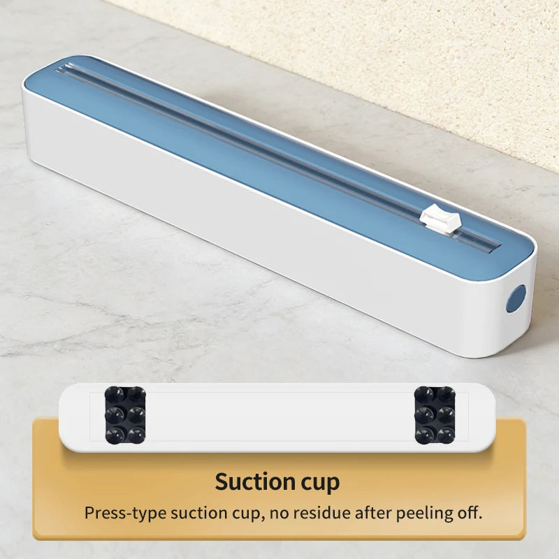 Multi-functional cling film cutter, tear-free sliding suitable for plastic and aluminum foil.