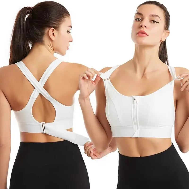 Sports Bras For Women Front Zipper Adjustable Strap