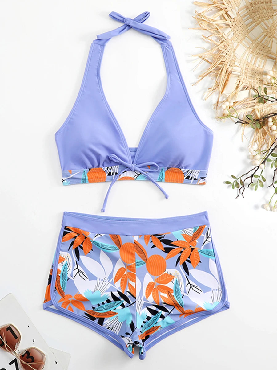 2026 Halter Bikini Set Short Swimsuit for Women