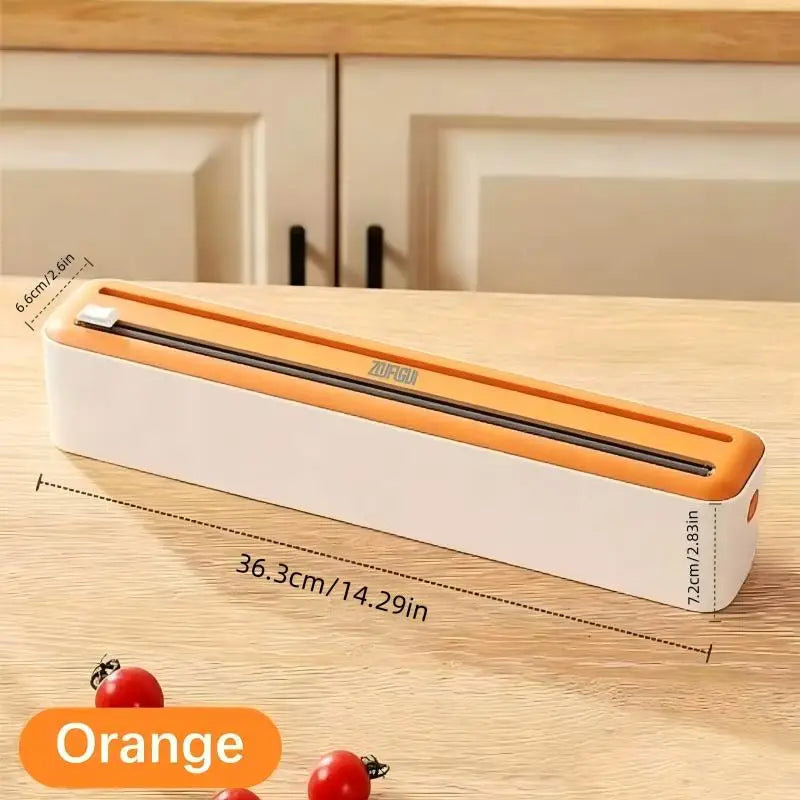 Large Size Plastic Wrap Dispenser with Cutter, Dual Slide Cutting Multifunctional Foil & Parchment Paper Cutter