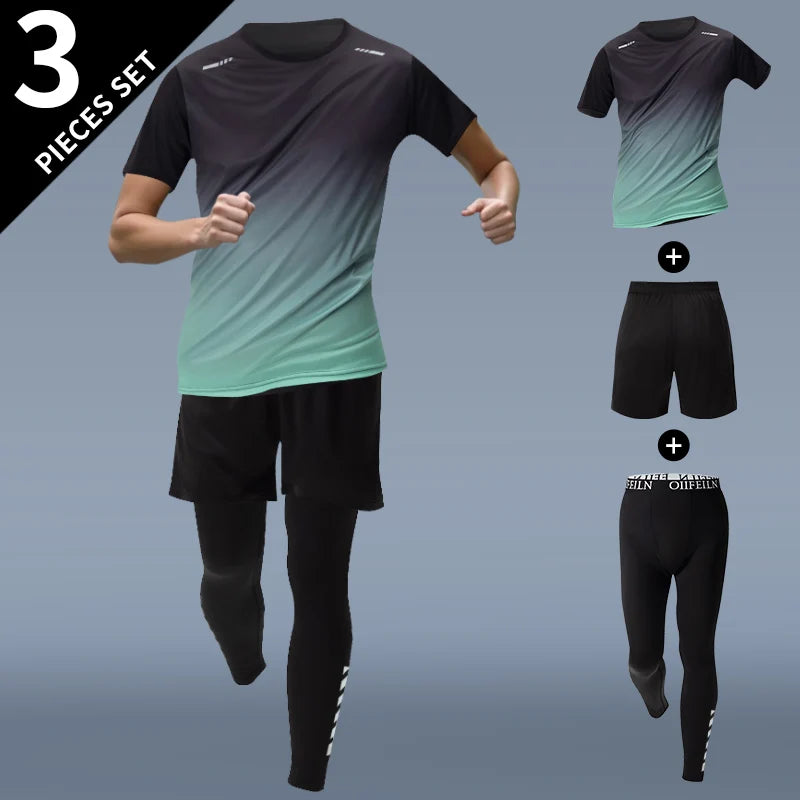 3 Pcs Men's Quick-drying Sports Gradient Suit