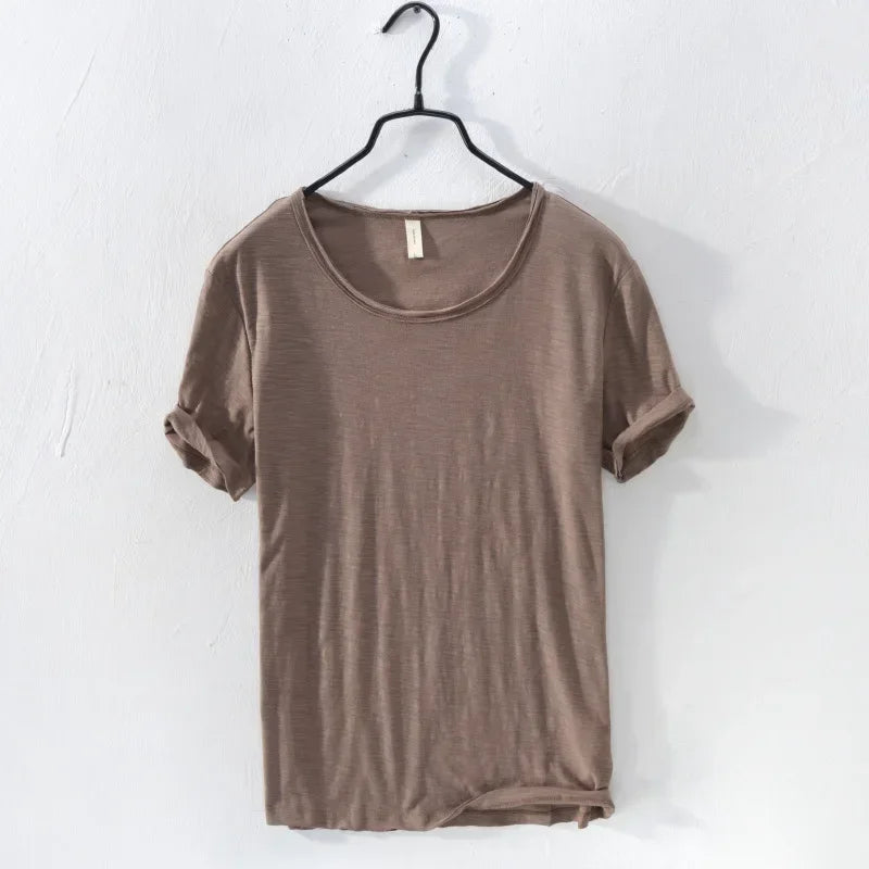 Retro Raw Edge T-Shirt for Men 100% Cotton