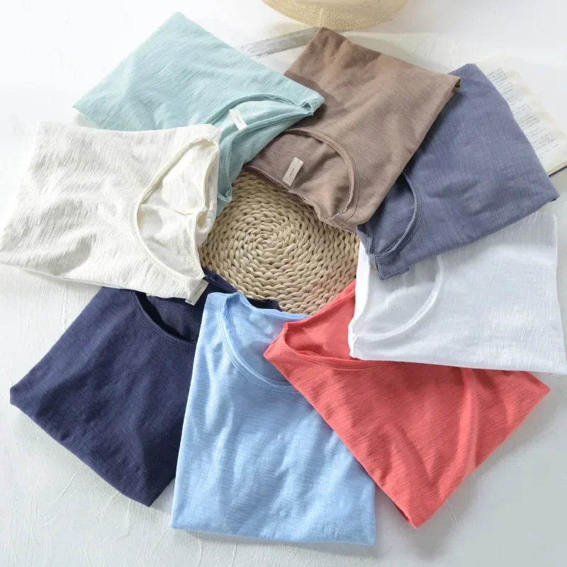 Retro Raw Edge T-Shirt for Men 100% Cotton