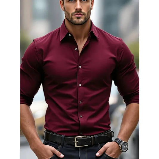Brand New Solid Color Long Sleeve Smart Casual