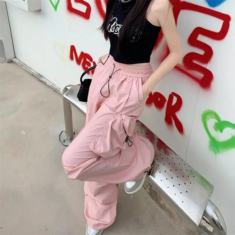 Parachute Black Pants Women Hippie Streetwear