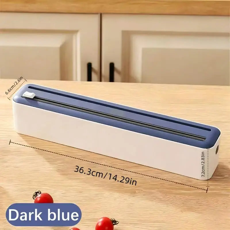 Large Size Plastic Wrap Dispenser with Cutter, Dual Slide Cutting Multifunctional Foil & Parchment Paper Cutter