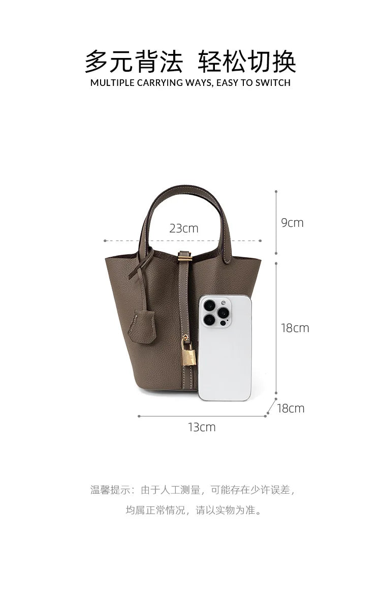 2026 New luxury Genuine Leather Barrel Bag for Women Togo Top