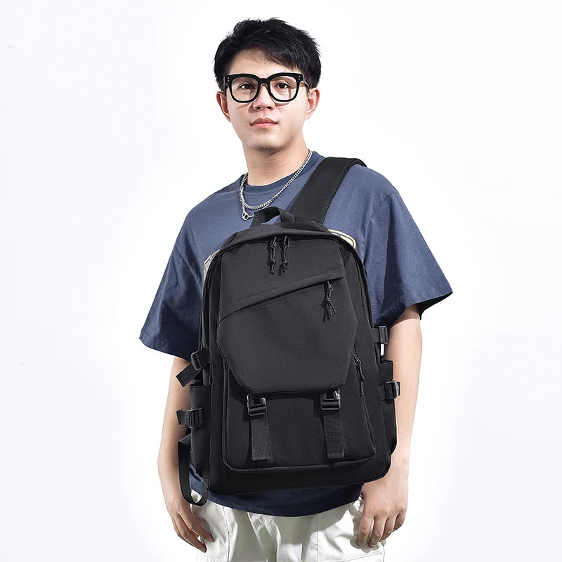 Simple luxury solid high quality backpack  for men