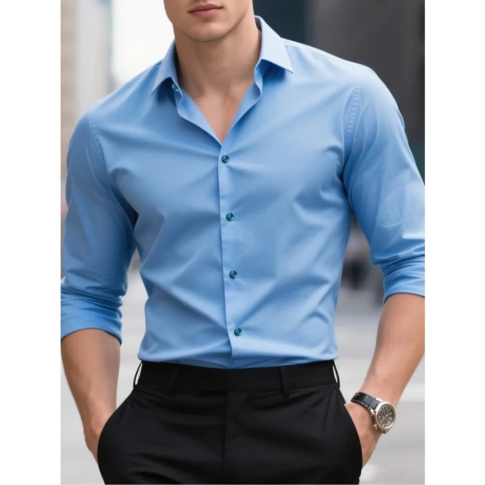 Brand New Solid Color Long Sleeve Smart Casual