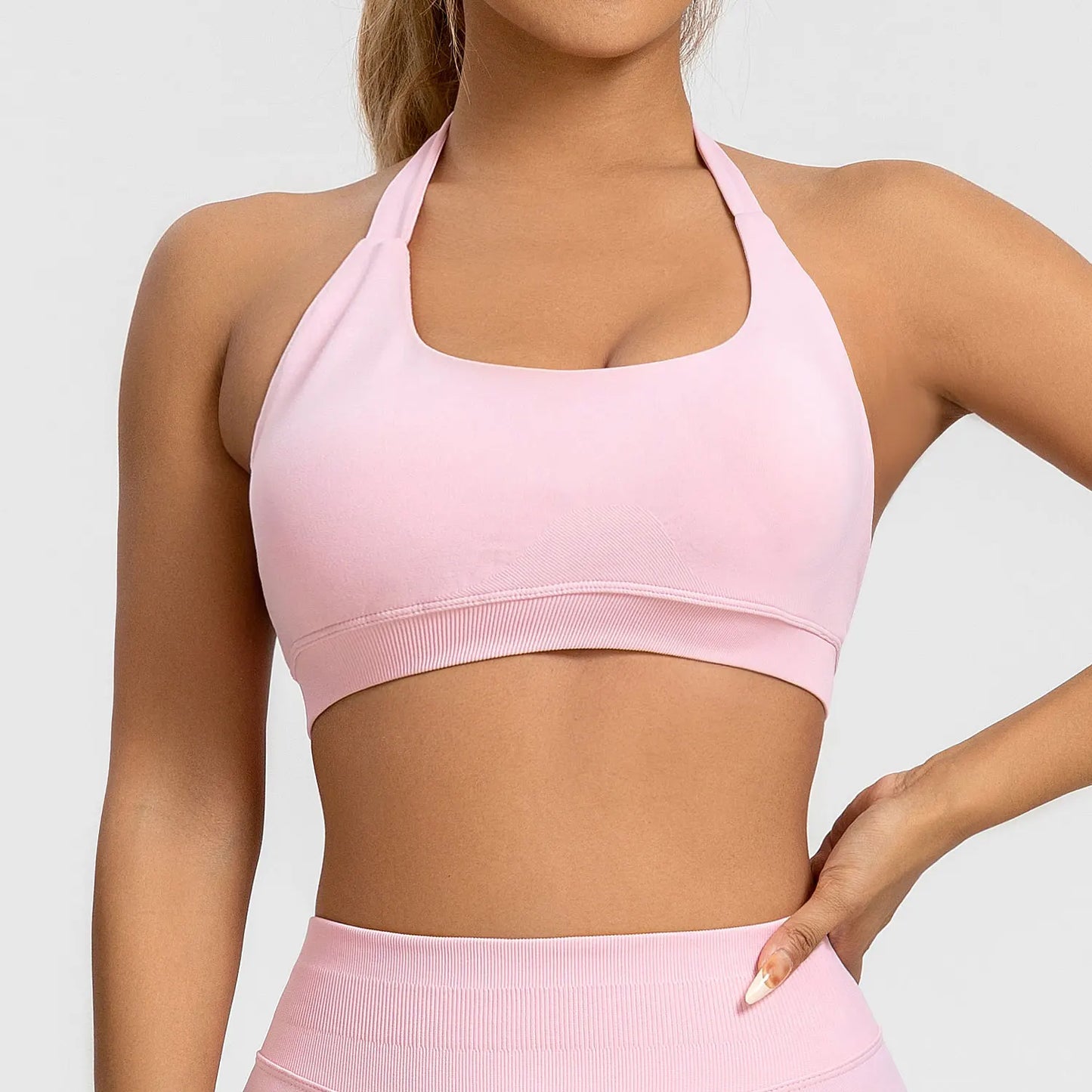 Impact Sports Bra Women Seamless Halter Top High Support